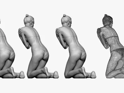 001237 woman in underwear clod pose 3dp 3D print model