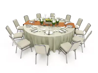 Banquet Table and Chair Set 3D model