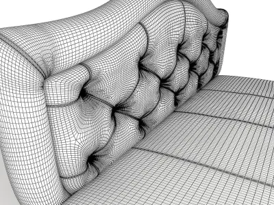 Quilted small sofa 3D model
