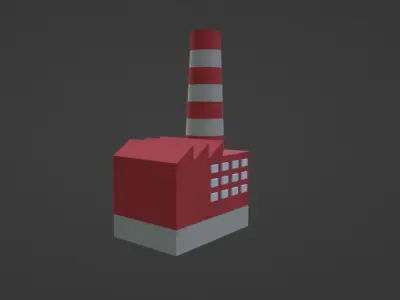 Low-poly factory - cartoon-ish Free low-poly 3D model