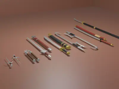 Chinese weapons asset pack Free low-poly 3D model