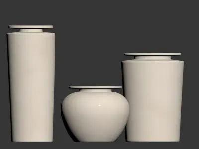 Plateia Large White Earthenware Vase 3D model
