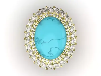 Luxury Turquoise Gemstone Ring Model jr00245 3D print model