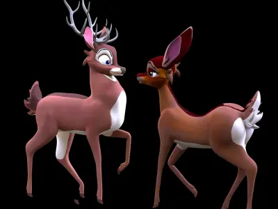 Female White Tail Deer Low-poly 3D model