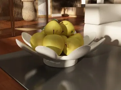 Yellow Apples in Bowl 3D model