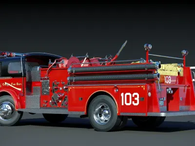 Fire truck American La France 900 Chicago Fire Dep Low-poly 3D model