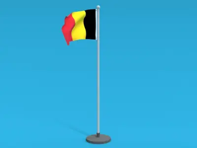 Low Poly Seamless Animated Belgium Flag Low-poly 3D model