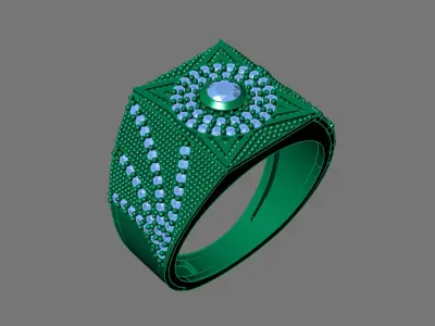 Gents Rings Diamond Men Ring STL 3DM 3D ready print model 3D print model