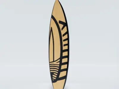 Wood Surfboard Low-poly 3D model