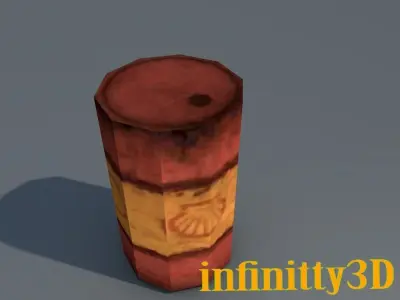 Barrel Low-poly 3D model 19