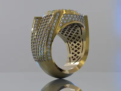 MEN RING WITH BIG  DIAMONDS 3D print model