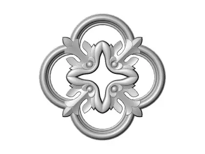 Gothic clover frame floral motif rosette relief ornament 3D print model