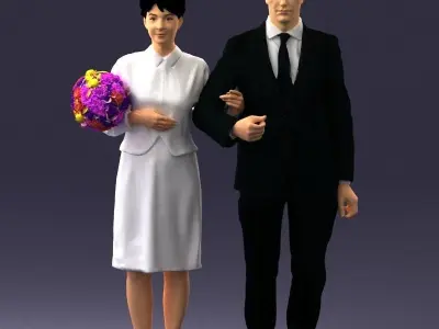 000355 Formal Couple with Bouquet 3dp 3D print model