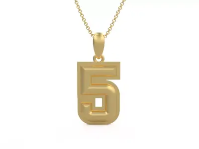 Model 1156 Number 5 Necklace Curved With Border 3D print model
