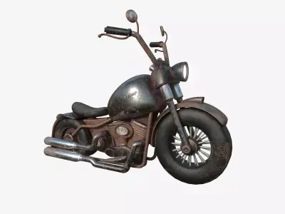 Motorcycle Cartoon A20 Rust Dirt - Custom Vehicle Design Low-poly 3D model