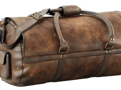 Large Leather Travel Duffle Bag 3D model