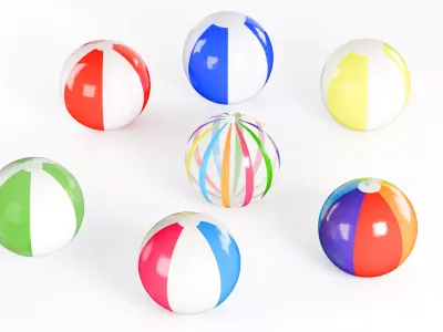 7 Beach Ball Collection Low-poly 3D model
