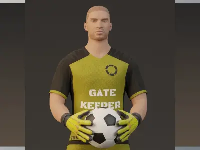 Football goal keeper  game ready character  Low-poly 3D model