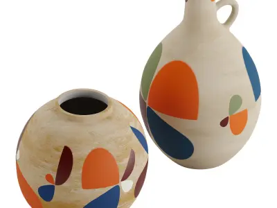 Two wheel thrown large vases 3D model