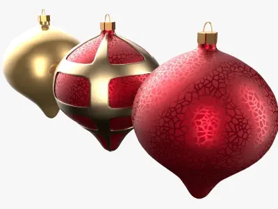 Christmas Tree Ornament Set8 - Red Yellow 3D model