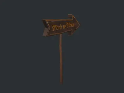 Trick or Treat Halloween Sign Low-poly 3D model