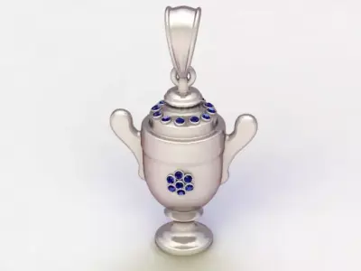 Luxury Mini Urn Pendant with Gemstone Accents 3D Printable 3D print model