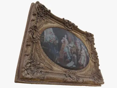 3D Scan Old Painting with classic gold frame 2 Low-poly 3D model