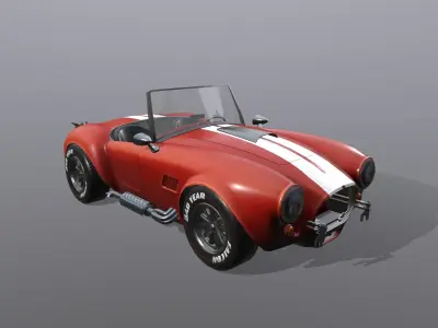 Cartoon red small car sports car Low-poly 3D model