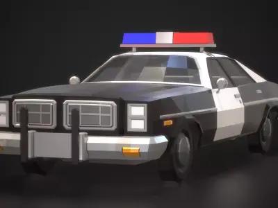 Low-Poly Retro Police Car 01 Low-poly 3D model