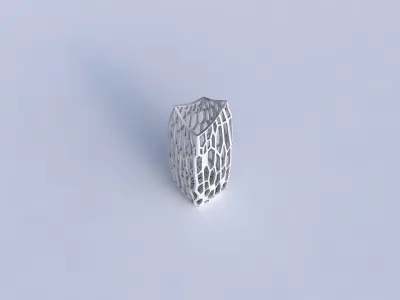Vase double arc rectangle with faceted organic lattice 3D print model