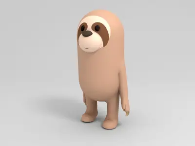 Rigged Cartoon Sloth 3D model