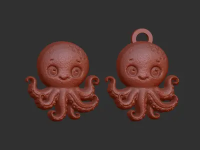 octopus cartoon keychain cnc model 3D print model