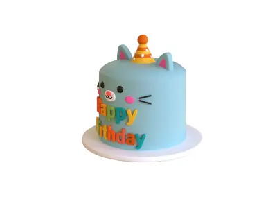 Low-Poly Birthday Cake 02  Low-poly 3D model