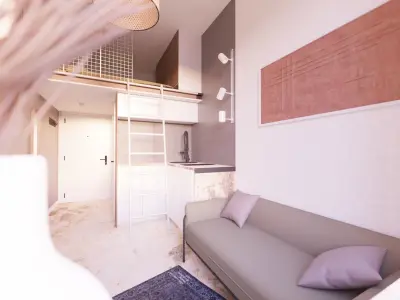 Boho apartment interior project 3D model