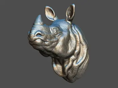 Indian rhinoceros bust 3D print model