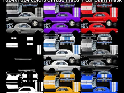 Generic Muscle-car v3 Multicolors Low-poly 3D model