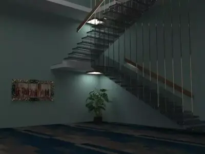 stairs room with and carpet 3D model