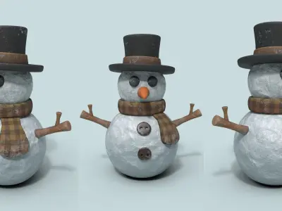 Simple Stylized Lowpoly Snowman Low-poly 3D model