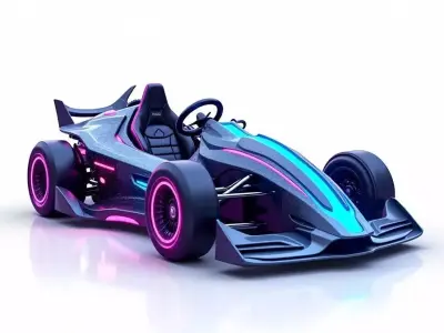 Futuristic Neon Racing Kart 3D Model Low-poly 3D model