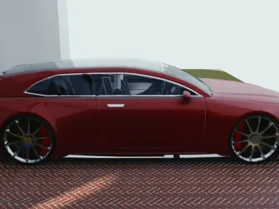 BLENDER EEVEE Brandless Mid Size 2 door shooting brake Low-poly 3D model