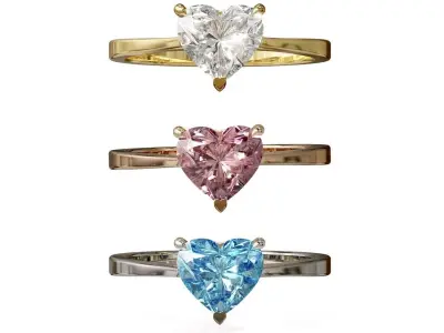 Heart Gemstone Ring 3D print model 3D print model