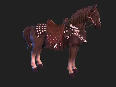 Red Horse Low-poly 3D model