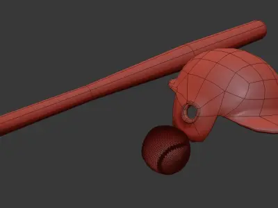 MLB Baseball Bat and Helmet 3D model