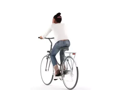 Samantha girl riding bicycle 3D model