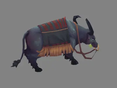 Cartoon black buffalo Low-poly 3D model