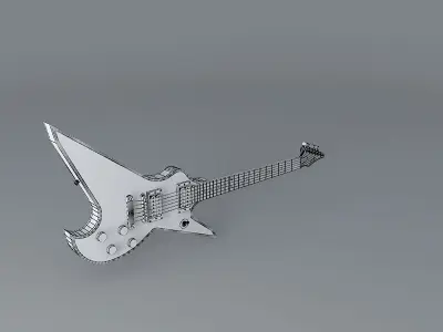 A blue shark shaped guitar Free 3D model