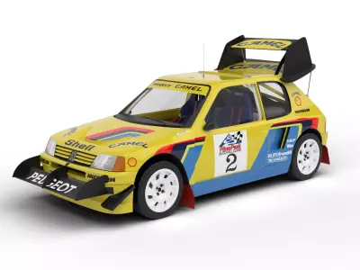 Peugeot 205  T16 Turbo Pikes Peak 1987 3d model 3D model
