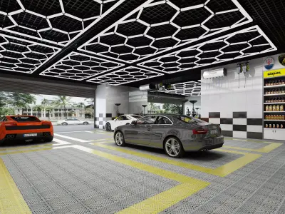 auto repair shop Low-poly 3D model