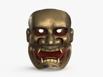 Japanese Shishiguchi Mask Low-poly 3D model