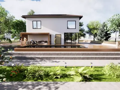 Modern and classic design House and pool 3D model
